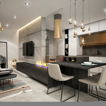 obývačka s kuchyňou - moderná
