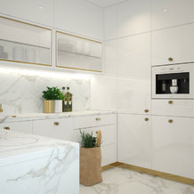 Bielo-zlatá moderná kuchyňa na mieru