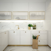 Bielo-zlatá moderná kuchyňa návrh